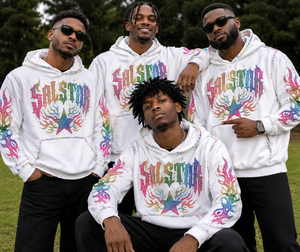 <b>Men's</b> Rhinestone Graphic Pullover Hoodie Custom Streetwear <b>White</b> Oversized Hip Hop <b>Sweatshirt</b> with Embroidery & Sequin Design - Product Image 5