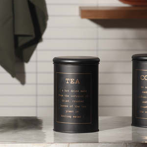 <b>Black</b> Metal Cylinder Tea <b>Canister</b> Metal Airtight Lid Stackable Handcrafted for <b>Kitchen</b> Freshness Preservation Vintage Design - Product Image 5