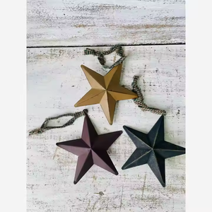 Guirlande rustique étoile dorée avec corde, grappe métallique faite à la main à suspendre pour décoration de ferme, clochette de Noël et jardin extérieur - Product Image 6