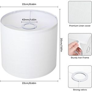 Ensemble de 2 petites abat-jour en lin blanc, 8,66'' en haut x 8,66'' en bas x 7,87'' en hauteur - Product Image 3