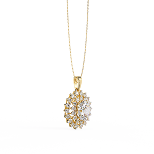 Collier pendentif ovale en diamant Celeste Radiance Halo, or massif 14k, 18k, fabrication sur mesure en or rose, or jaune, argent 925 - Product Image 3
