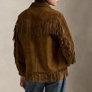 <b>Men's</b> Genuine <b>Suede</b> Leather Fringe <b>Jacket</b> Classic Plain Dyed Design Premium Finish Custom Sizes Private Label OEM Wholesale - Product Image 2