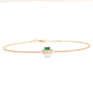 Factory Directly Sale Emerald & Diamond Spring Lock Minimalist Solitaire Halo Bracelet K14 Yellow <b>Gold</b> Latest Design Jewelry - Product Image 5