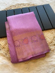 Sari de Seda Crepe Khadi Pura Tradicional Exclusiva Premium India con Borlas de Zari Ricas, Elegante, Étnico, para Bodas, Fiestas y Eventos - Product Image 2