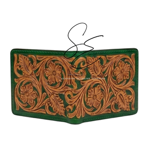 Genuine Leather Green Bifold <b>Wallet</b> Handmade Men's <b>Card</b> <b>Holder</b> <b>Wallet</b> with Cash Compartments - Product Image 4