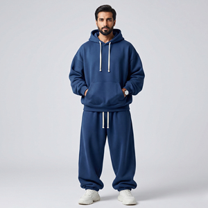 Conjunto Deportivo Oversize para Hombre, Sudadera con Capucha de Hombros Caídos y Pantalones Anchos de Felpa de 500 GSM - Product Image 1