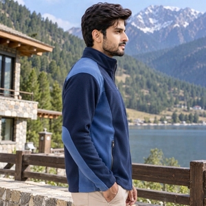 Men Puller <b>Fleece</b> <b>Zipper</b> Jacket Crafted From Midweight <b>Fleece</b> Textile Comfortable Layering Fit High Neck Design Secure <b>Zipper</b> - Product Image 3