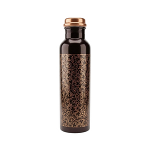 Botella de Agua de Cobre Puro Grabada en Bronce Vintage de 1 Litro con Motivo Floral Victoriano y Tapa Cónica, Recipiente Ayurvédico - Product Image 6
