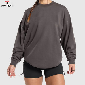 Sweat-shirt personnalisé unisexe pour femme, automne, lourd, respirant, coupe-vent, 100 % coton, manches longues, col rond, avec broderie - Product Image 1