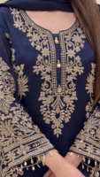 Ensemble Kurti Palazzo Dupatta en Georgette bleu foncé avec broderie de sequins, tenue de soirée élégante, robe ethnique pour femmes