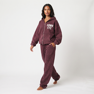 Conjunto Deportivo de Moda Urbana para Mujer, Venta al por Mayor, Color Sólido Personalizado, Lavado Ácido, Sudadera de Algodón de Dos Piezas, Logotipo Personalizado, Hombros Caídos - Product Image 6