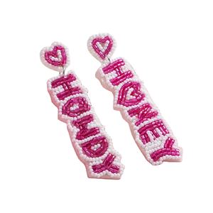 Pendientes Colgantes de Cuentas de Vidrio Hechos a Mano con Forma de Flor, Diseño Cristiano Personalizado, Color Sencillo, Estilo Deportivo, Moda de Invierno para Maestros - Product Image 3