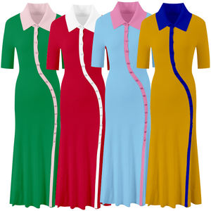 Personalizado Oem Odm Fabricante Mujeres Clásico Polo Cuello De Punto Suéter Vestido De Hermandad De Punto Vestido - Product Image 2