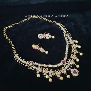 Luxury Vintage Peacock Style Zircon <b>Pearl</b> <b>Necklace</b> <b>Set</b> for Wedding Party - Product Image 2