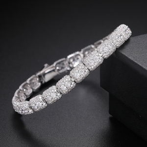 Pulsera de plata 925 con moissanita y diamantes para hombre, cadena de tenis con eslabones helados, joyería de lujo brillante, regalo para ella, elegancia para uso diario - Product Image 1