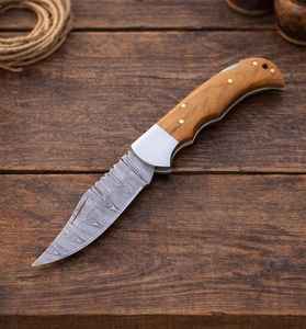 Cuchillo Plegable de Acero de Damasco de Grado Industrial OEM Personalizado con Funda de Cuero, Regalo Personalizado Grabado, Producto Palace LLC - Product Image 3