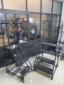 3 <b>Step</b> Rolling Ladder with Anti-slip Treads Warehouse Stock Picking Ladder Vietnam Factory ISO Certified Professional Sale - Product Image 1