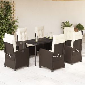 Set da Pranzo da Giardino in Rattan Marrone per 6 Persone, Resistente alle Intemperie, Arredamento da Esterno in Stile Contemporaneo - Product Image 3