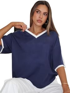 Camisetas de Verano para Mujer al por Mayor, Corte Holgado, Cuello en V, Diseño con Cordón Ajustable, Mezcla de Spandex, Transpirables y de Secado Rápido - Product Image 5