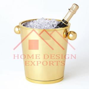 Cubo de hielo de champán Chapado en latón de acero inoxidable, con soporte en Base de mármol para decoración de fiesta de Bar/enfriador de vino y bebidas con soporte - Product Image 4