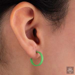 PRAO Combo de tamaño medio 15mm Pendientes de aro azul rosa y verde Accesorios de oreja de moda - Product Image 5