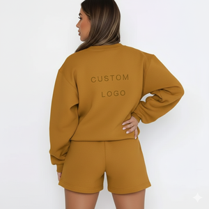 Ensemble décontracté 2 pièces pour femme 2026 : Sweat-shirt et short personnalisables avec logo - Product Image 4