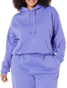 <b>Women's</b> Oversized Hoodie Solid Color Cotton Blend Canvas Pullover Pockets Short Length Winter Wear Lined <b>V</b>-<b>neck</b> Quick Dry - Product Image 2