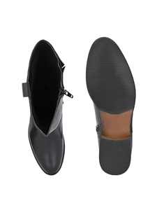 Bota completa Negra de cuero genuino para mujer, Botines de cuero real hechos a mano, elegantes y duraderos - Product Image 5