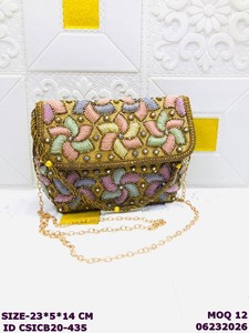 Luxury Handmade Beaded Evening <b>Clutch</b> Bag for Women | Embroidered Party Sling Bag with Chain Strap | Designer <b>Wedding</b> Shoulder - Product Image 3