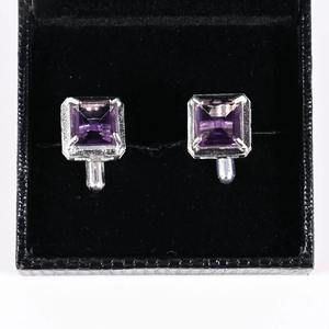 Gemelos de Cristal de Zafiro Indio Natural, Color Púrpura, Accesorios Formales de Lujo para Hombre, Regalo de Boda para Padrinos de Boda, Gemelos Elegantes para Traje - Product Image 3