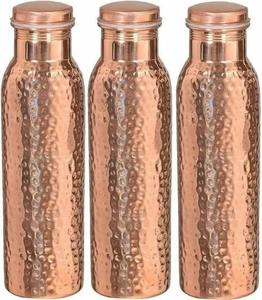 Botella de cobre fácil de transportar, juego de 3 botellas de agua de cobre, frasco de viaje portátil, diseño minimalista con tapas - Product Image 6