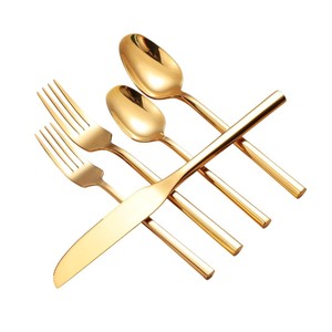 Ensemble de couverts en acier inoxydable doré au design vintage, finition mate, pour la table à manger à la maison (cuillère, fourchette, couteau) - Product Image 6