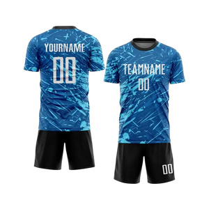 Uniforme de fútbol personalizado conjunto hombres niños transpirable 100% poliéster fútbol Jersey pantalones cortos Kit equipo partido entrenamiento desgaste OEM ODM - Product Image 2