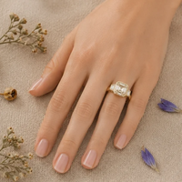 Anillo de compromiso con diamante talla Asscher y bisel, estilo Art Deco, chapado en oro de 18k, con moissanita cultivada en laboratorio certificada por IGI y piedras laterales, anillo de fantasía.