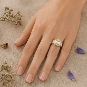 Anillo de Compromiso con Diamante Corte Asscher, Estilo Art Deco, Oro, Certificado IGI, Anillo de Novia con Diamante Cultivado en Laboratorio - Product Image 6