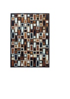 Tapis en cuir de vachette patchwork noir et crème, style moderne, pour la décoration de la maison et du bureau