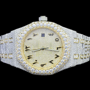 Montre-bracelet unisexe à mouvement à quartz, design unique, bijoux hip-hop, testée au diamant, moissanite, faite à la main, avec chiffres arabes - Product Image 2