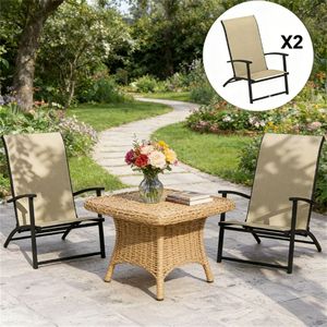 Set di Sedie da Pranzo Pieghevoli Beige per Esterni, Terrazza, Campeggio e Giardino (Solo Sedie) - Product Image 1