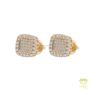 Boucles d'oreilles en moissanite de luxe moderne, taille carrée, en argent sterling 925, bijoux pour hommes et femmes - Product Image 3