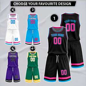 Conjunto de Camiseta de Baloncesto Reversible Personalizada con Nombre, Número y Uniforme de Equipo, Impresión Sublimada, Unisex, para Adultos, Todas las Temporadas, 100% - Product Image 1