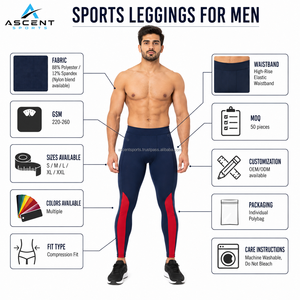Leggings de compression pour hommes, pour l'entraînement, la course à pied, la gym, le fitness, les sports, vêtements de sport OEM ODM en gros, vêtements personnalisés - Product Image 6