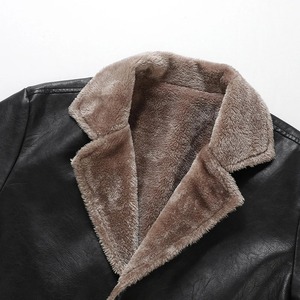 Chaqueta de Cuero PU para Hombre, Estilo Motero, Cuello Camisero, Resistente al Viento, Largo Regular, para Invierno - Product Image 5