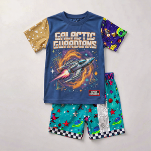 Ensemble de vêtements d'été décontractés pour enfants, chemise douce avec short, tenue confortable, vêtements légers, taille personnalisée - Product Image 2