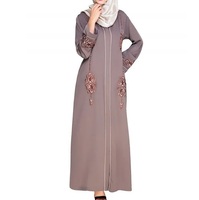 Nouvelle Robe Longue Élégante pour Femmes Musulmanes, Style Abaya Vintage, Col Montant, en Polyethersulfone, Toutes Saisons, Vente Chaude en Gros
