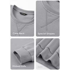 Custom Men's Light Grey Crew Neck <b>Sweatshirt</b> Long Sleeve <b>Fleece</b> Sherpa Lined Fall Winter Pullover XXS Size Applique Technique - Product Image 2