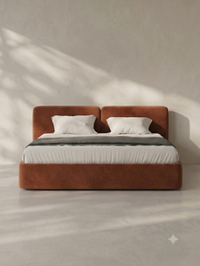Luxury Solid Wood Fully Upholstered <b>Platform</b> <b>Bed</b> <b>Frame</b> Rounded Headboard Contemporary Bedroom Furniture for Hotel/Villa Projects - Product Image 2