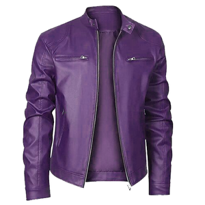 Premium Men's Vintage <b>Winter</b> <b>Leather</b> <b>Jacket</b> Crocheted Stand Windproof Breathable Customized Embroidered Standard Thickness - Product Image 6