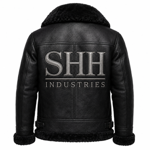Custom <b>Men</b> Sherpa Lined Leather <b>Jacket</b> Winter Faux Fur Aviator Coat <b>Warm</b> Biker <b>Jacket</b> Embroidered Logo OEM Wholesale Manufacture - Product Image 2