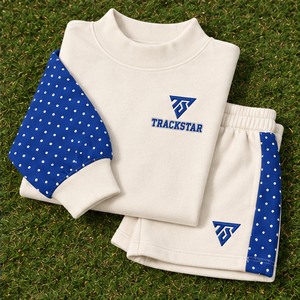 Women's Cream Polka Sleeve Mock Neck 2-Piece <b>Shorts</b> <b>Set</b> Custom Casual Sportswear - Product Image 6