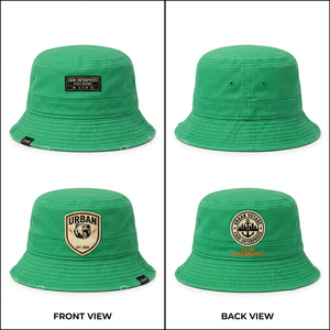 <b>Men</b> <b>Bucket</b> <b>Hat</b> Premium 280 GSM Cotton Twill Solid Green Structured Panels Eyelets Custom Embroidered Patch Logo Sun <b>Hat</b> Casual - Product Image 1